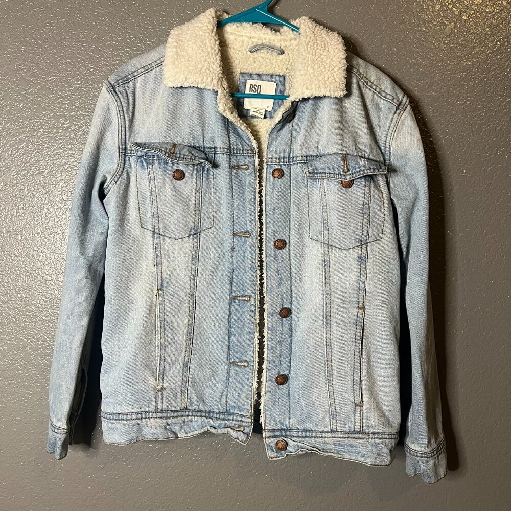 RSQ Sherpa Lined Light Wash Denim Jacket - Men's M